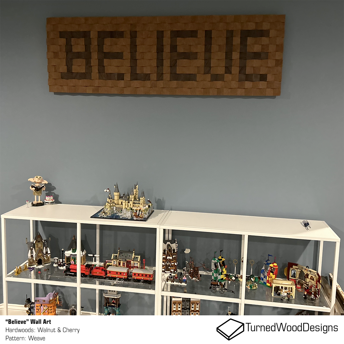 "BELIEVE" Mixed Hardwood Rectangle Wall Art